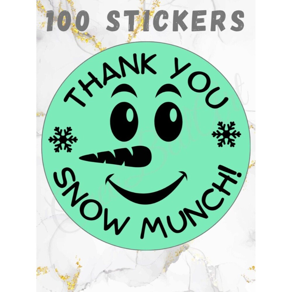 100 Snowman Thank you Stickers  Thermal Stickers 2 inch